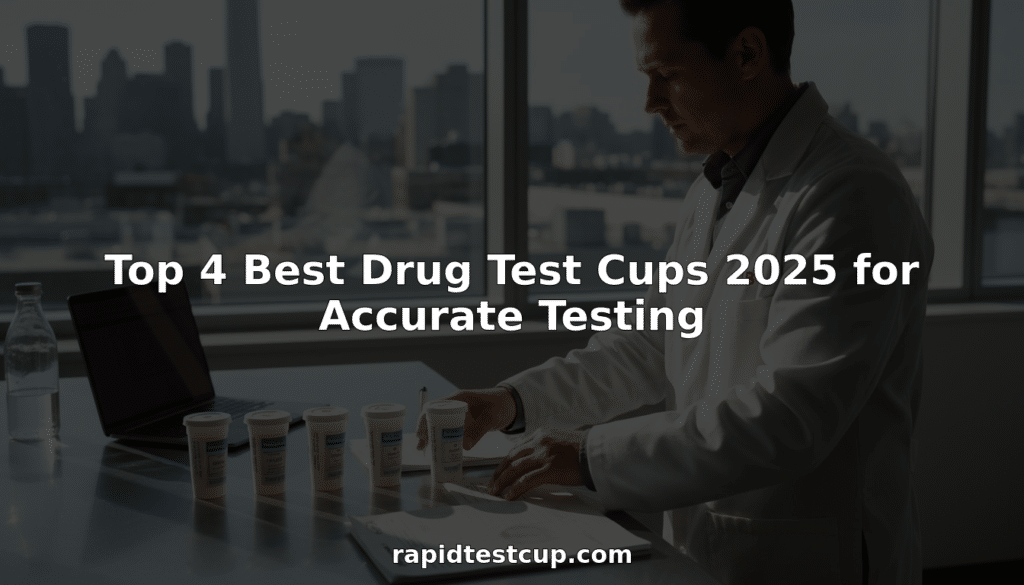 Lab technician organizing drug test cups