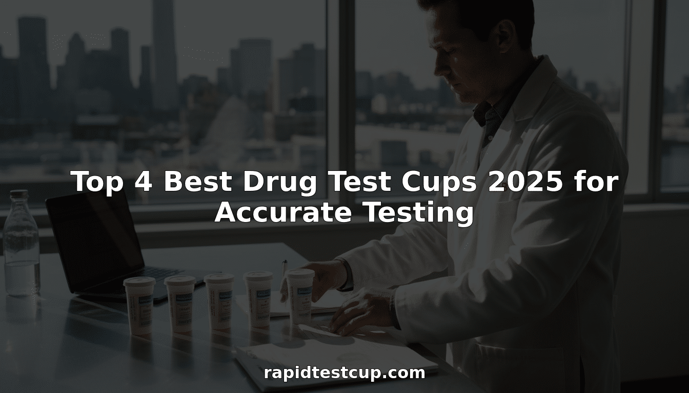 Lab technician organizing drug test cups