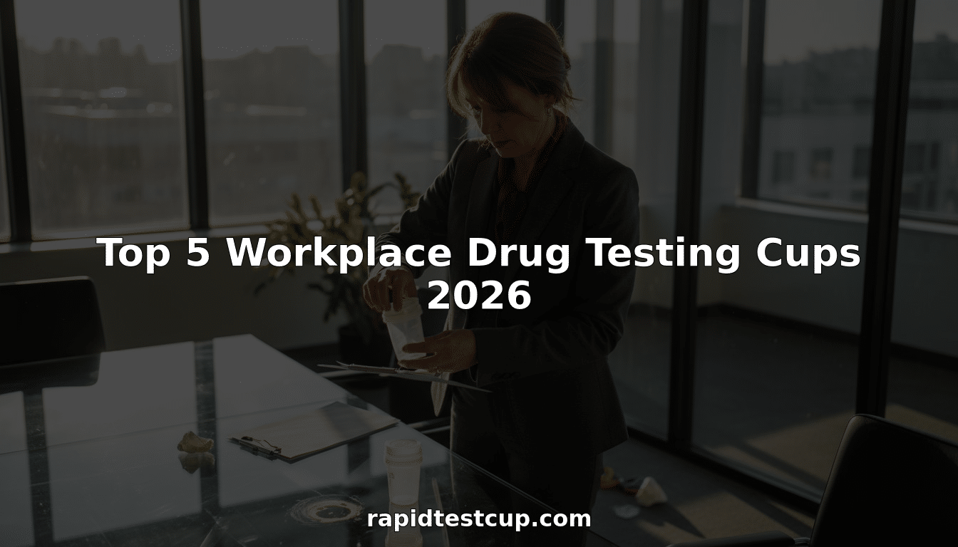 HR manager handling drug test cup in office