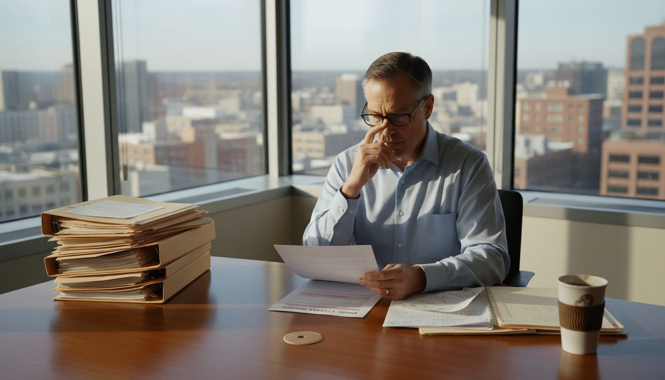 HR manager reviews drug testing policy documents