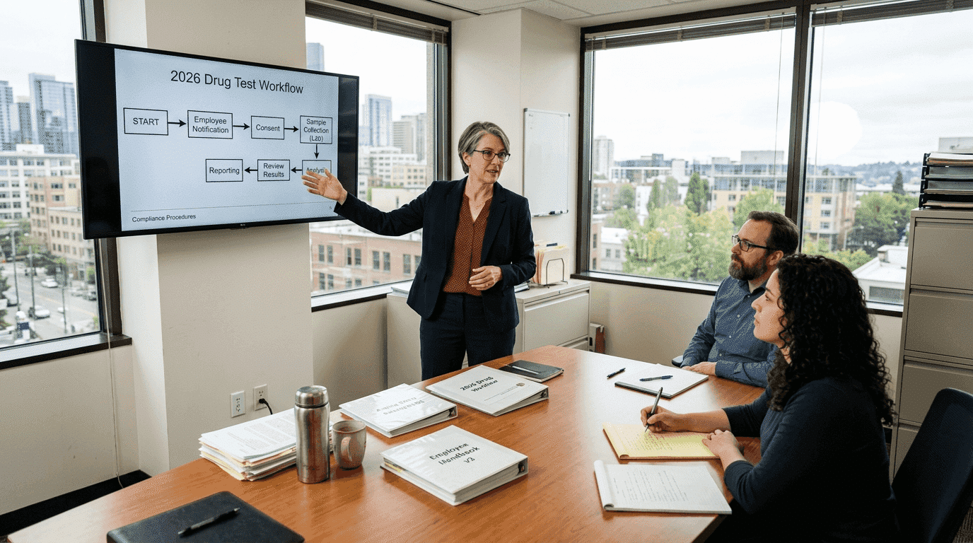 Compliance team reviewing workflow flowchart