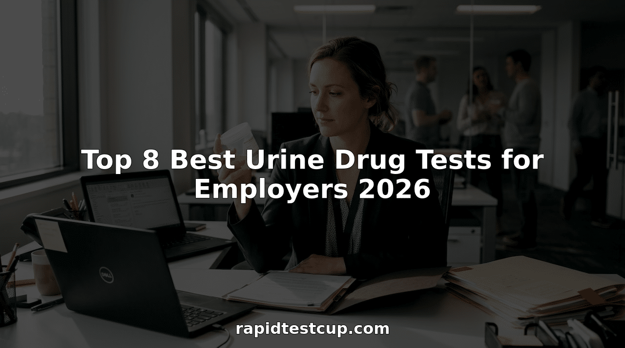 HR manager reviews urine drug test kit in office