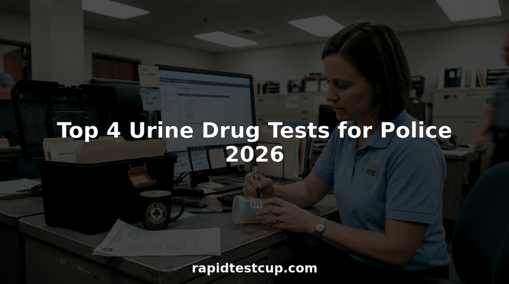 Police evidence tech labeling urine test sample