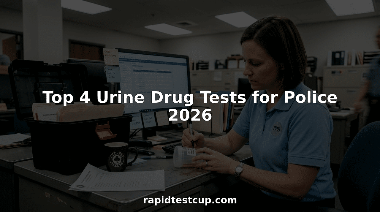 Police evidence tech labeling urine test sample