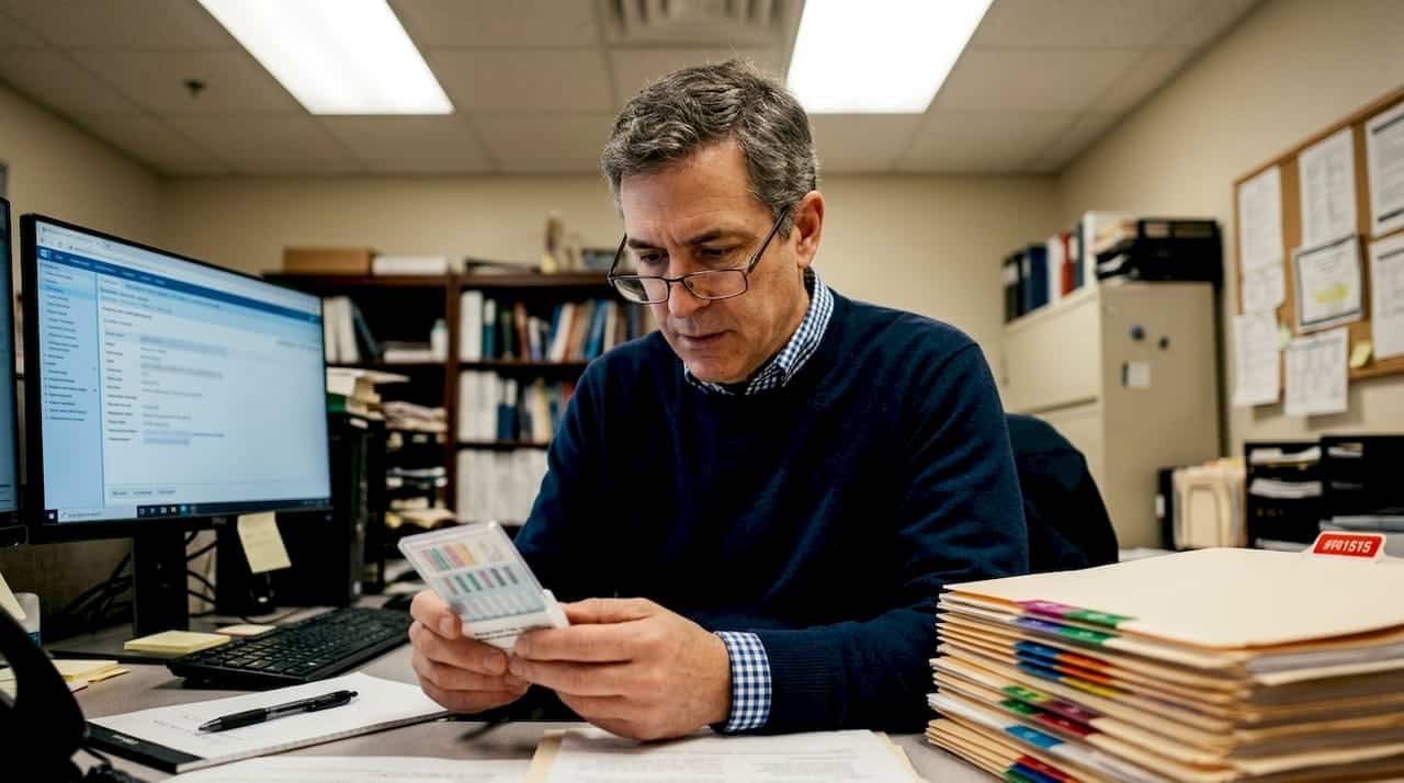 Clinician examining multi-panel drug test kit