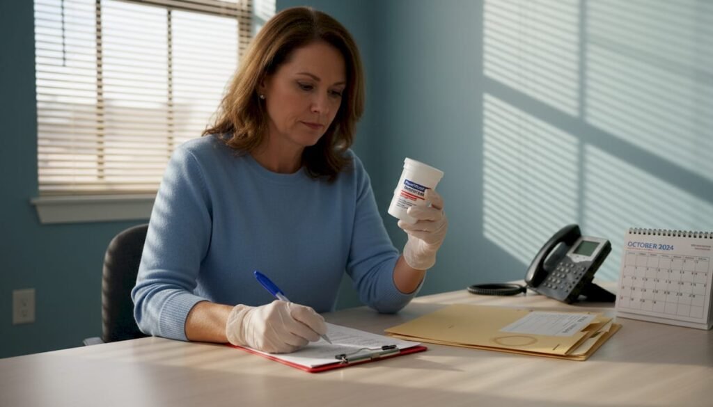 Counselor reviewing drug test results in office