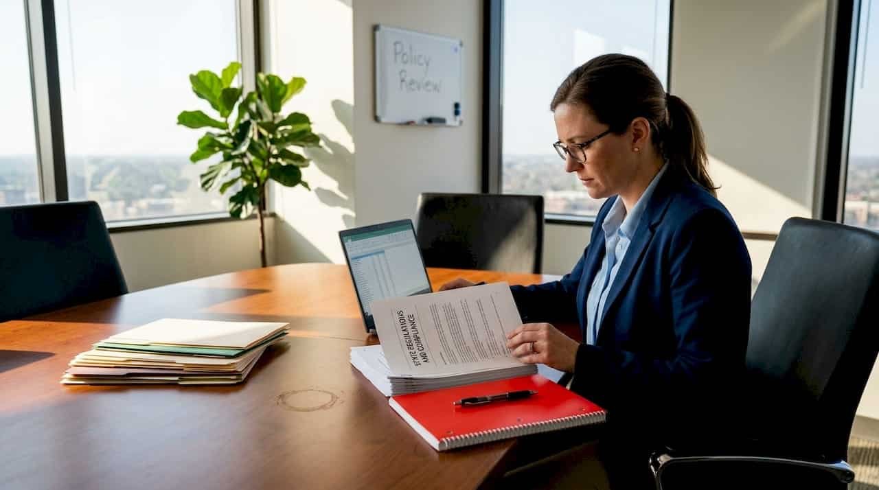 HR manager reviewing drug testing compliance