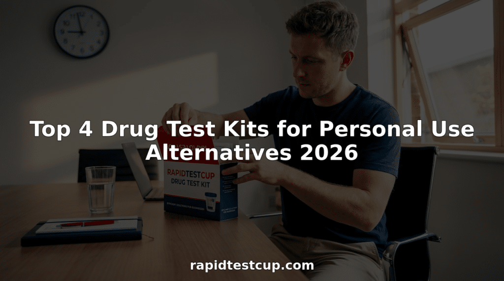 Opening drug test kit on home kitchen table