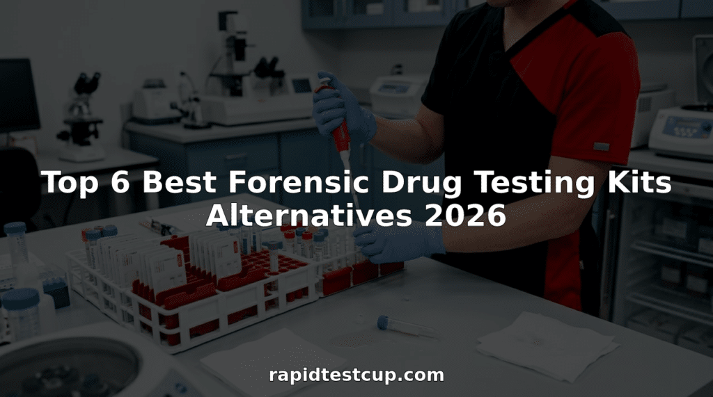Forensic drug testing kit on lab bench in use