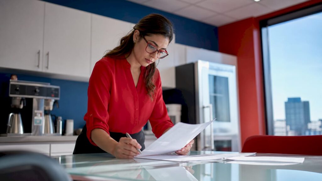 HR professional reviewing workplace drug testing policy