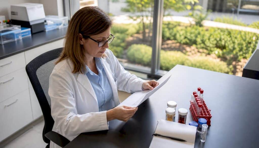 Clinical specialist reviewing FDA approval document