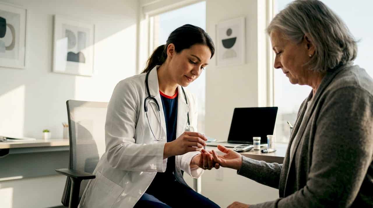 Clinician performing point-of-care test in clinic