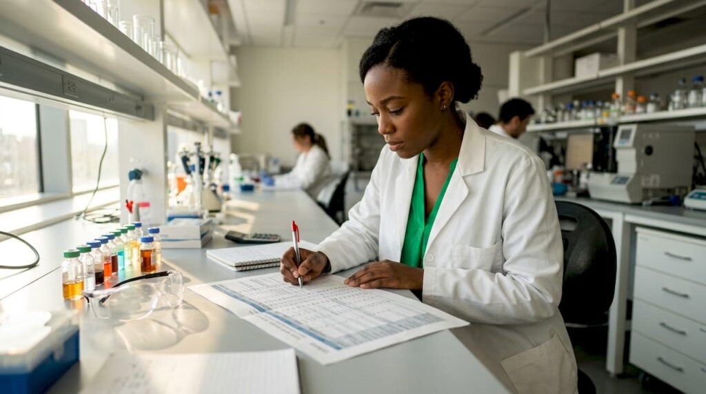 Epidemiologist reviewing opioid research notes