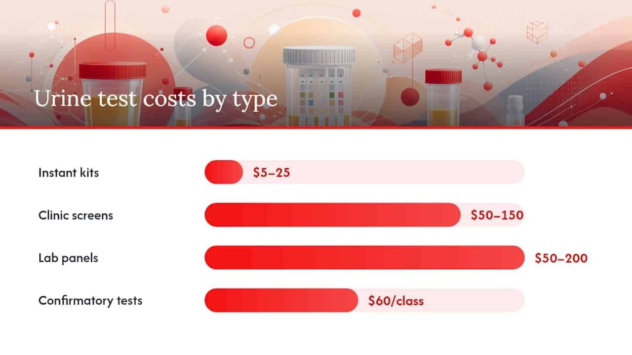 Cost comparison chart of urine drug test types