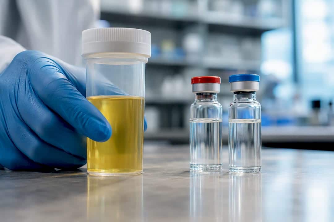 Anonymized specimen tube in toxicology laboratory