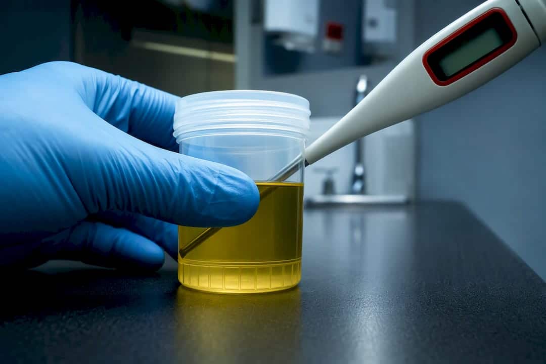 Collector checking specimen temperature