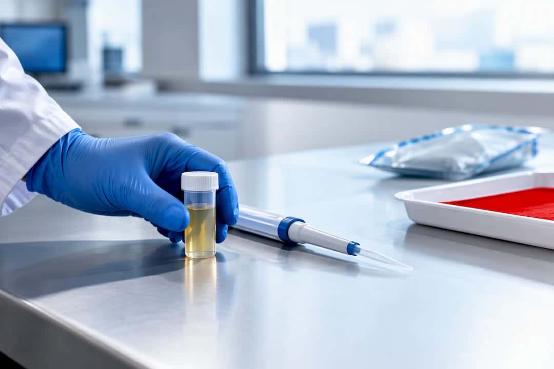 Anonymous urine specimen prepared for toxicology testing