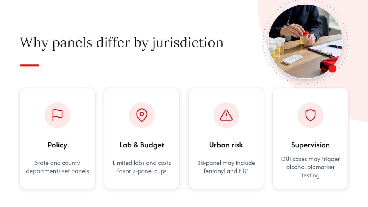 Factors shaping probation drug panel selection