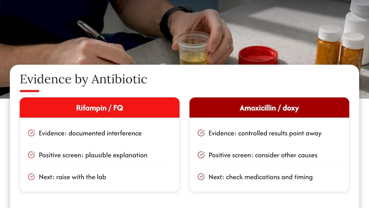 How often do antibiotics actually cause false positives? — overview diagram