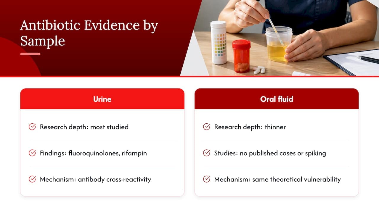Urine and oral fluid evidence comparison