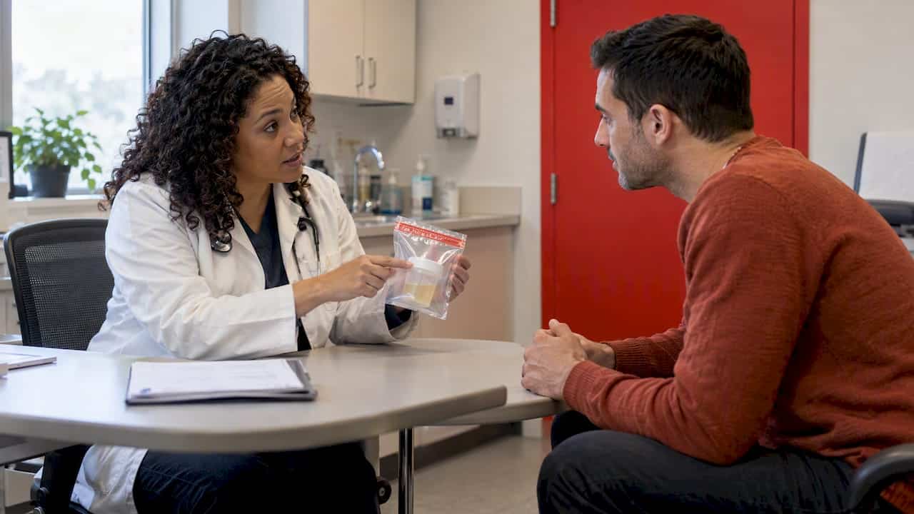 Clinician discussing a presumptive test result